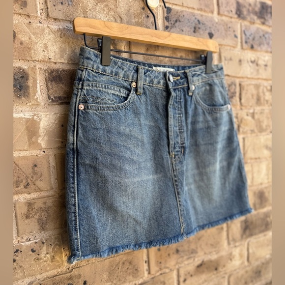 We The Free Free People  Light Blue Denim A-Line Mini Skirt Sz 26 - Picture 5 of 10